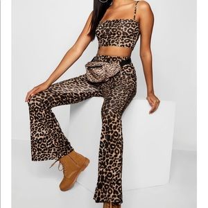 Strappy crop top kick flare trouser set